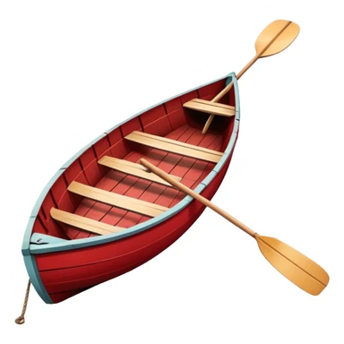 A red rowboat with a cute face and little oars as arms sticker