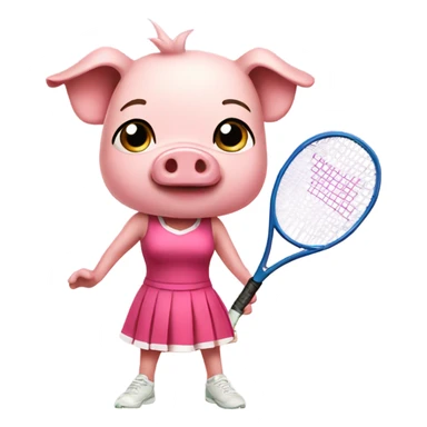 Female Pig playing tennis in dress sticker