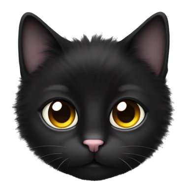 fluffy black cat nose half white sticker