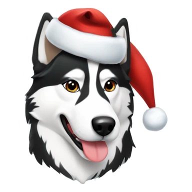White and black husky with Santa hat sticker