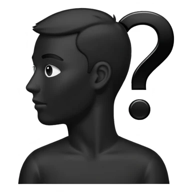 silhouette of a white man with a question mark sticker