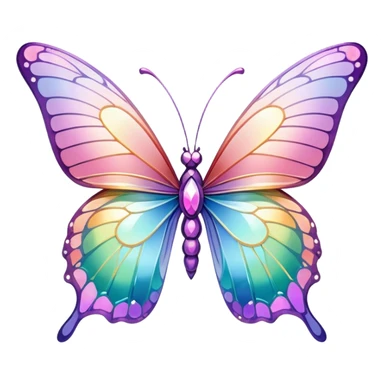 Sparkly Pastel rainbow-gradient iridescent crystal butterfly sticker