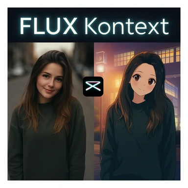 recreate this image and add logo of  text "FLUX Kontext" on top of it sticker