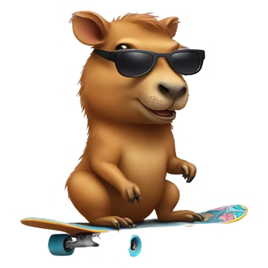 A cabybara riding a skateboard with sunglasses  sticker
