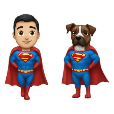 Superman qui promène son chien en laisse sticker
