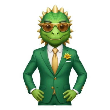 rich capitalist iguana king gold sunglasses sticker