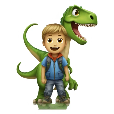 Little boy on a dinosaur sticker
