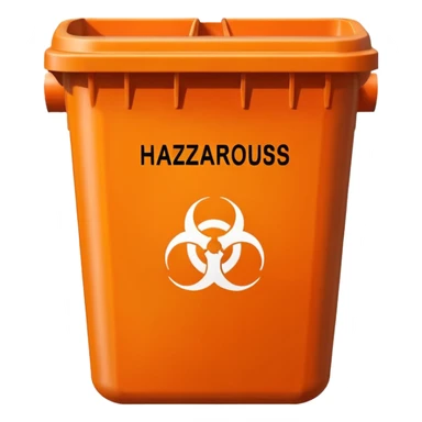 empty orange BIN WITH "HAZARDOUS WASTE" WORD IN IT. CORRECT SPELLING PLEASE sticker