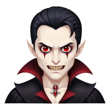A vampire lord with hollow cheekbones, long black nails, and a cold, menacing smirk sticker