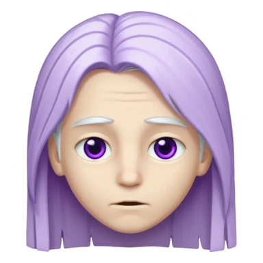 Bembeyaz teni olan, bembeyaz uzun ve düz saçları olan,mor gözlü,gözü çekik, genç bir oğlan tasarlar mısın sticker