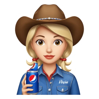 cowgirl with a can of Pepsi sticker