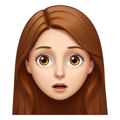 white woman with long brown hair and hazel eyes, surprised sticker