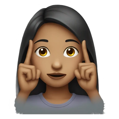 Girl hold two fingers by her eye sticker