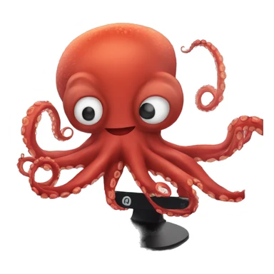 red cartoon octopus framed in a computer screen sticker
