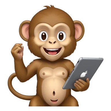 monkey playing with ipad laughing sticker