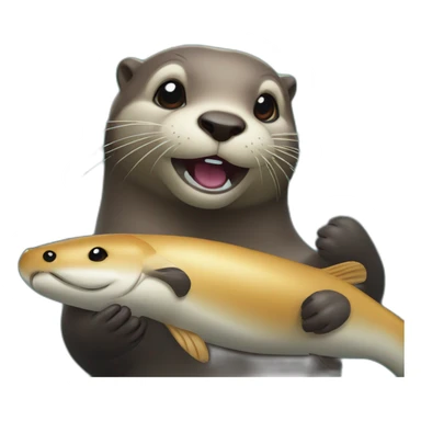 otter with fish sticker