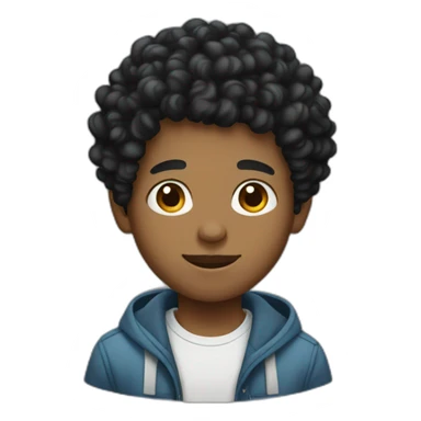Black hair curly boy sticker