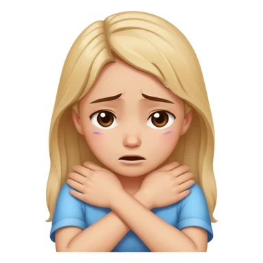 Arms crossed holding neck crying girl  sticker