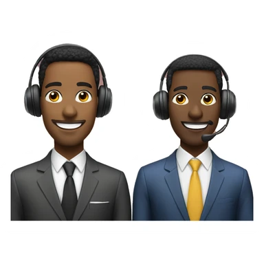 podcast with 2 African American smiling male well-dressed wearing headsets  sticker