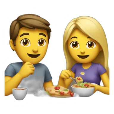 a couple eating together sticker