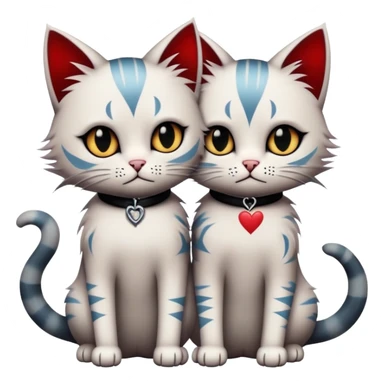 two emo cats in love, both with visible tattoos and cool, edgy hair sticker