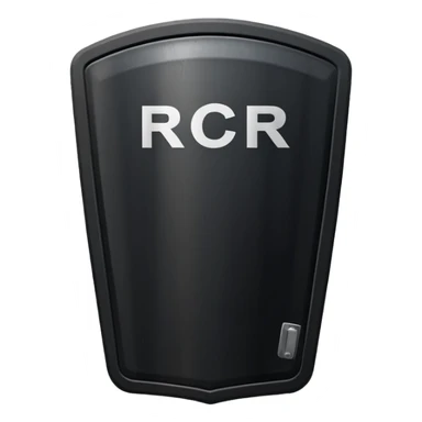 black riot shield with the word RCR in white sticker