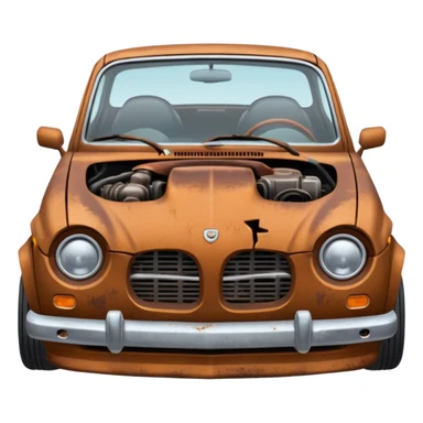 carro dañado con capo asia arriba que se vea el motor sticker