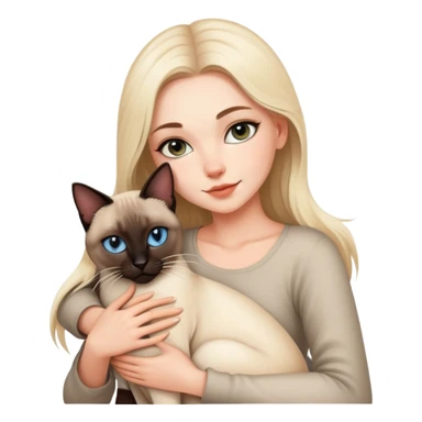 A beautiful and sexy white girl hugs a Siamese cat tightly sticker