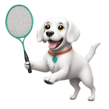 dog playing badminton sticker