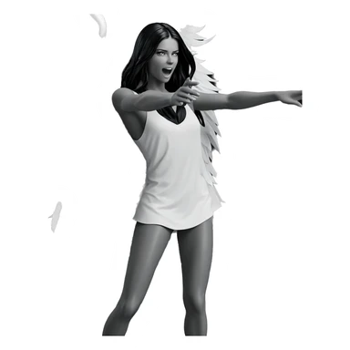 monochrome girl with wings sticker