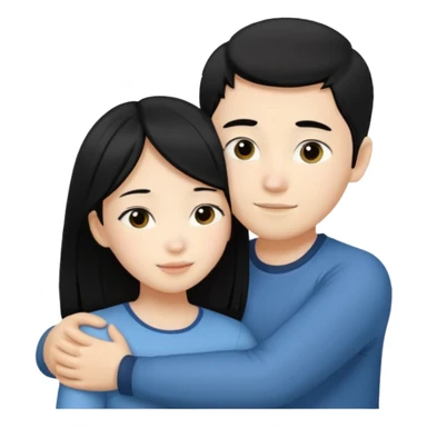 Asian girl hugging white boy sticker