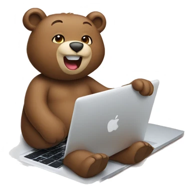 cute bear operate macbook sticker