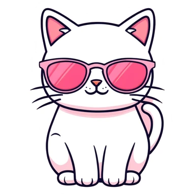 Pink Cat with sunglasses sticker
