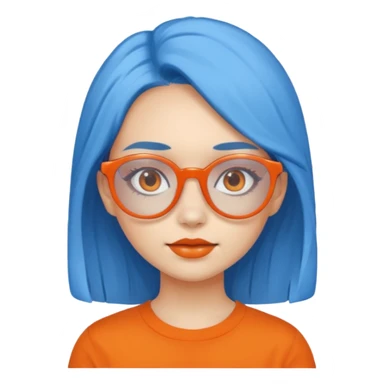 blue skinned orange glassed child girl sticker