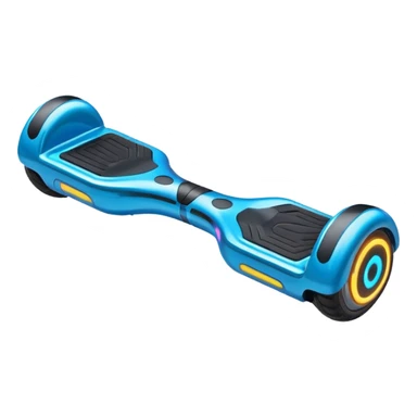 Flat futuristic emoji of a sleek hoverboard floating slightly above the ground, smooth neon edges, minimal shading, white background sticker