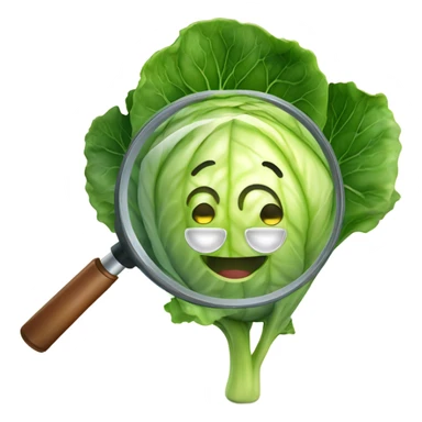 smiling cabbage hold magnifying glass sticker