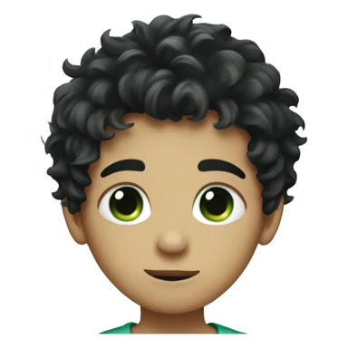 A boy with messy black hair with sea-green eyes sticker