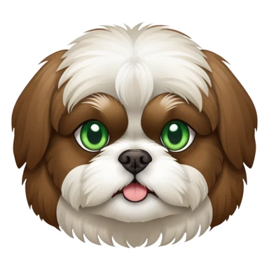brown and white shih tzu dog with green eyes sticker