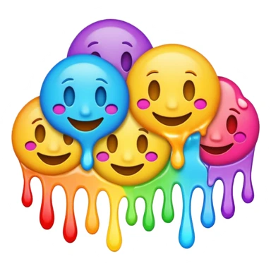 MultiColorful psychedelic melting dripping emojis sticker