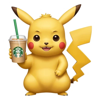 Pikachu drinking Starbucks sticker