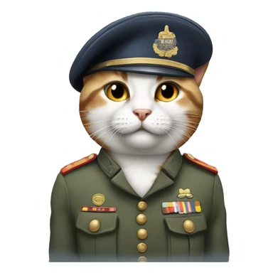 Cat wearing a soldier uniform sticker