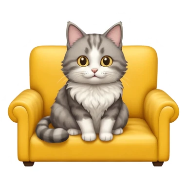 realistic cat in a yellow sofa sticker