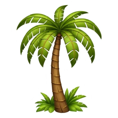 cartoon palm tree in a storm, trunk and leaves blown to the side, sense of movement, emoji style, no background sticker