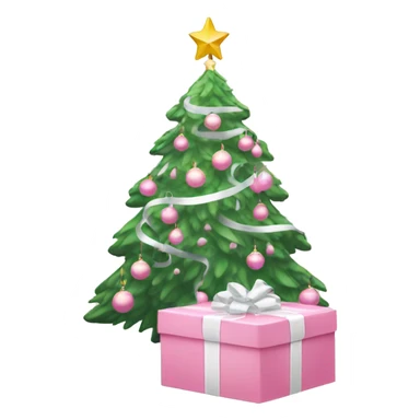 Light pink Christmas gifts under a white Christmas tree  sticker