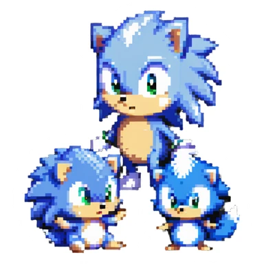 Cute baby Sonic, cute baby Shadow, and cute baby Silver hedgehogs playing together sticker