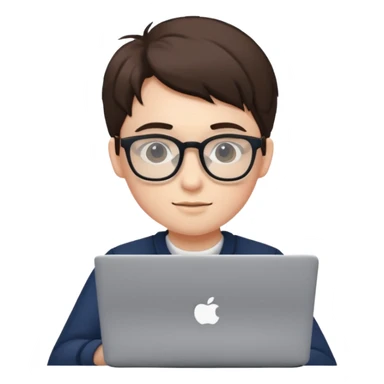 un estudiante con lentes y su laptop sticker