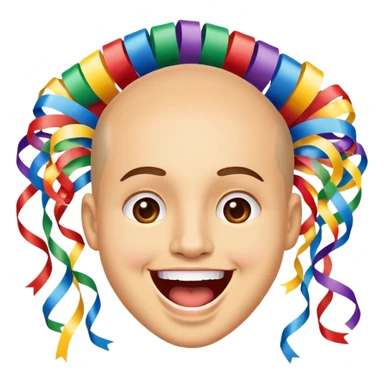 face with open mouth, smiling, surrounded by parade streamers sticker