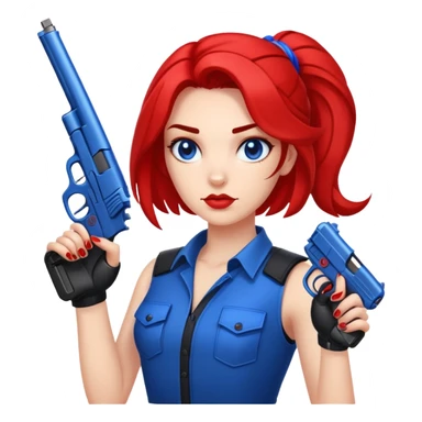￼Scorpio girl with two blue and red hand guns sticker