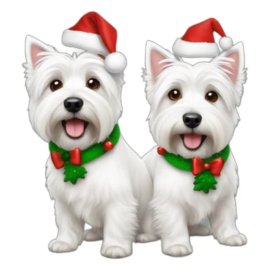 two west highland white terriers with a christmas theme sticker