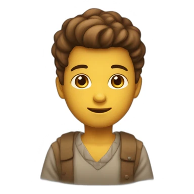 Een bruine jongen met een licht gele trui sticker